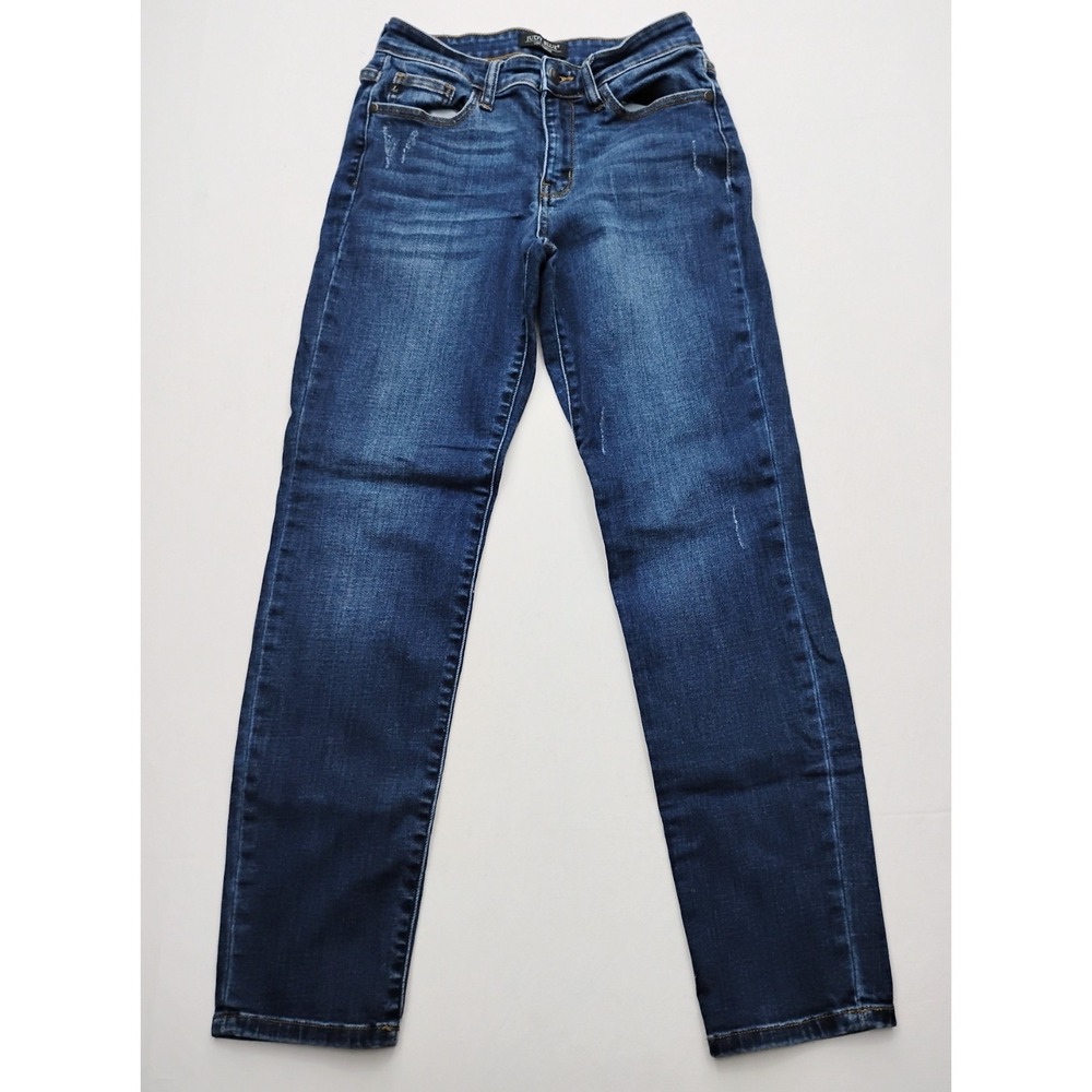 Judy Blue Jeans‎ Dark Blue Distressed Denim Women's Size 5/27 Slim Fit Stretch